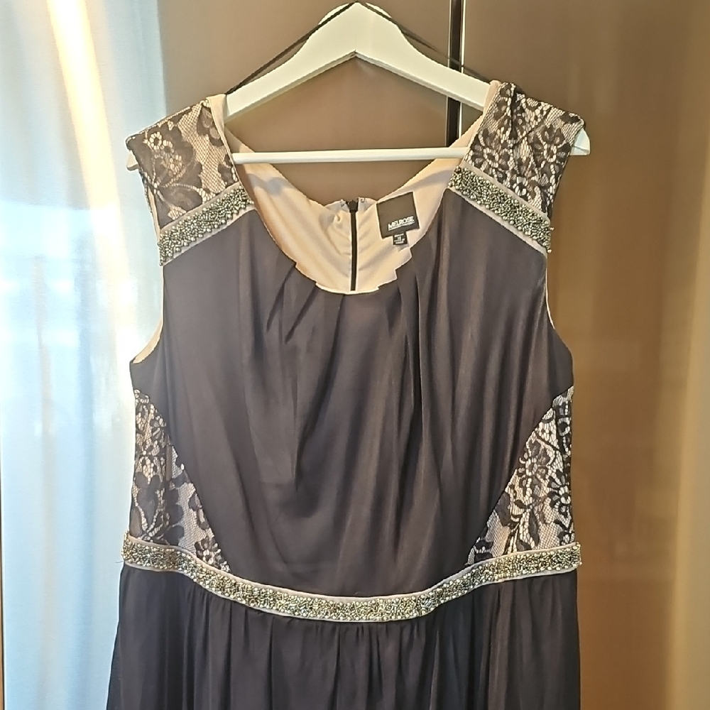Melrose and Market Black and Cream Lace Midi Dress